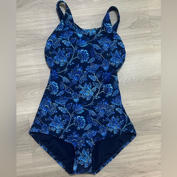 52) Lands' End Women's UPF 50  High Neck Tugless One Piece Swimsuit NWT sz XS - Picture 4 of 9